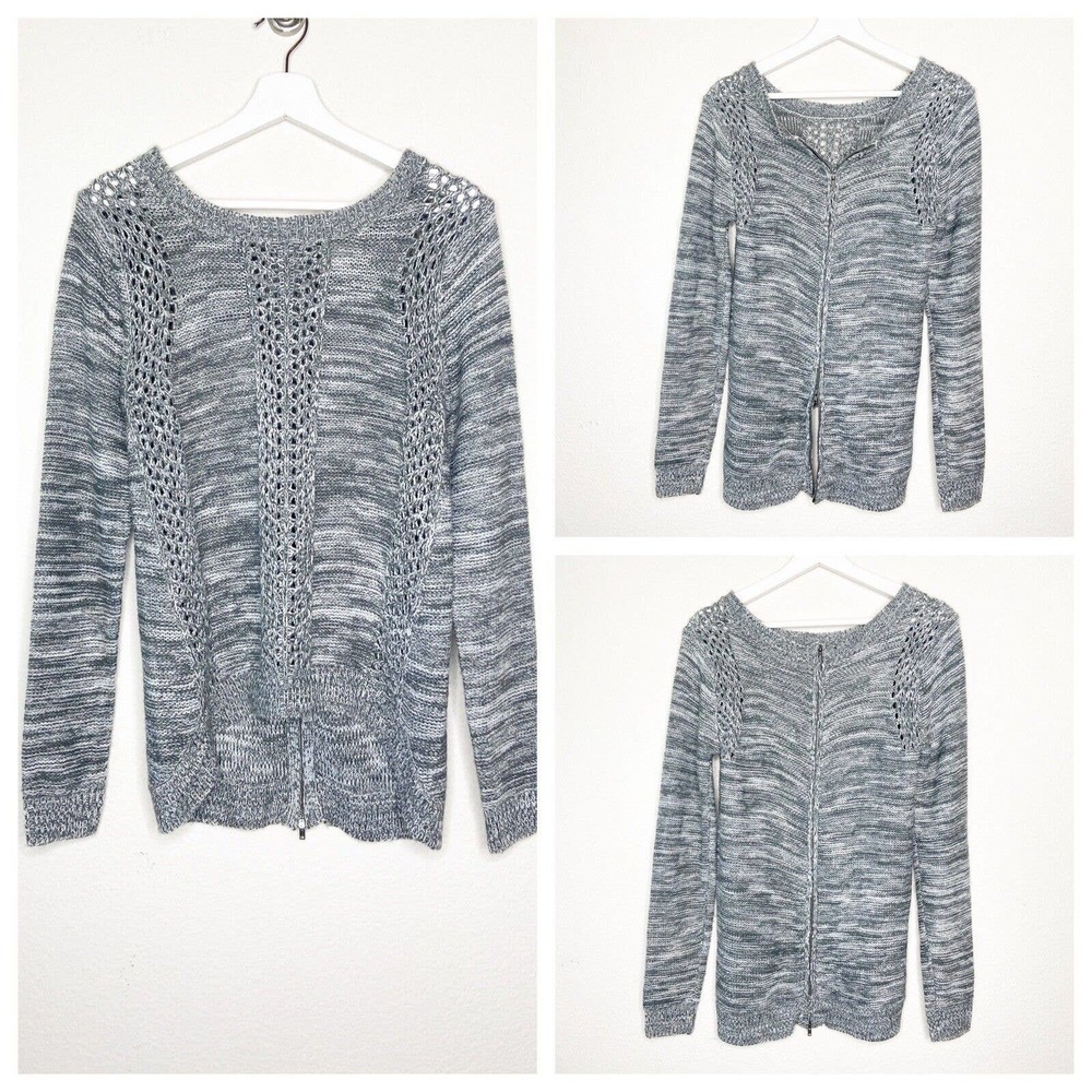 Altar'd State Gray Two Way Zip Back Mulit Knit Pattern Sweater Sz S